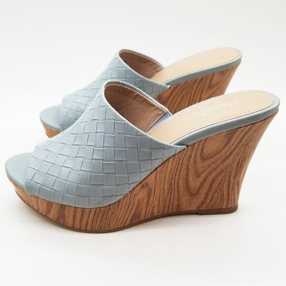 Charles By Charles David Launder Wedge Sandals Weave Textured Size 6M Light Blue - Picture 8 of 16